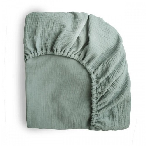 Mushie Extra Soft Muslin Crib Sheet (Roman Green)