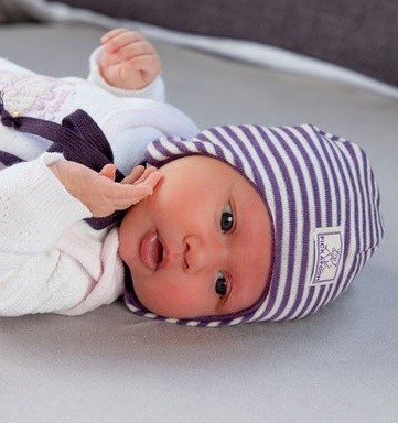Pickapooh Wool Silk Baby Hat Striped - Purple