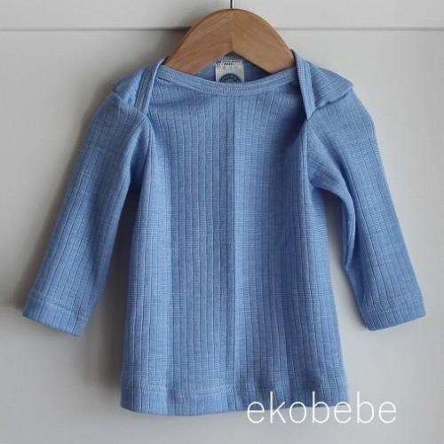Cosilana Wool Silk Cotton Baby Shirt - Blue