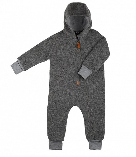 Wool Baby Overall with Hood Grey Melange