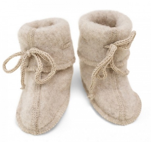 Engel Natur Wool Fleece Baby Booties - Sand Melange