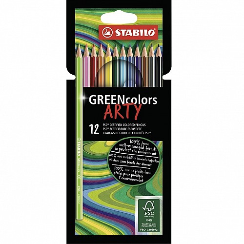 Stabilo 12 Krāsu Krāsainie Zīmuļi GreenColors ARTY