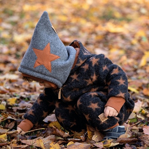 Pure Pure by Bauer Wool Baby Overall with Hood Antracite & Stars