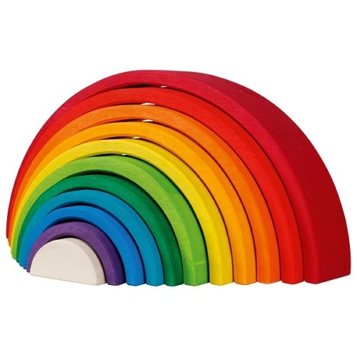 Wooden Rainbow Building Blocks Rainbow Colors - Large