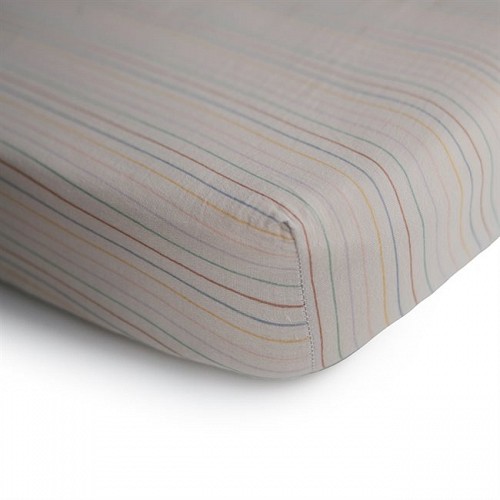 Mushie Extra Soft Muslin Crib Sheet - Retro Stripes