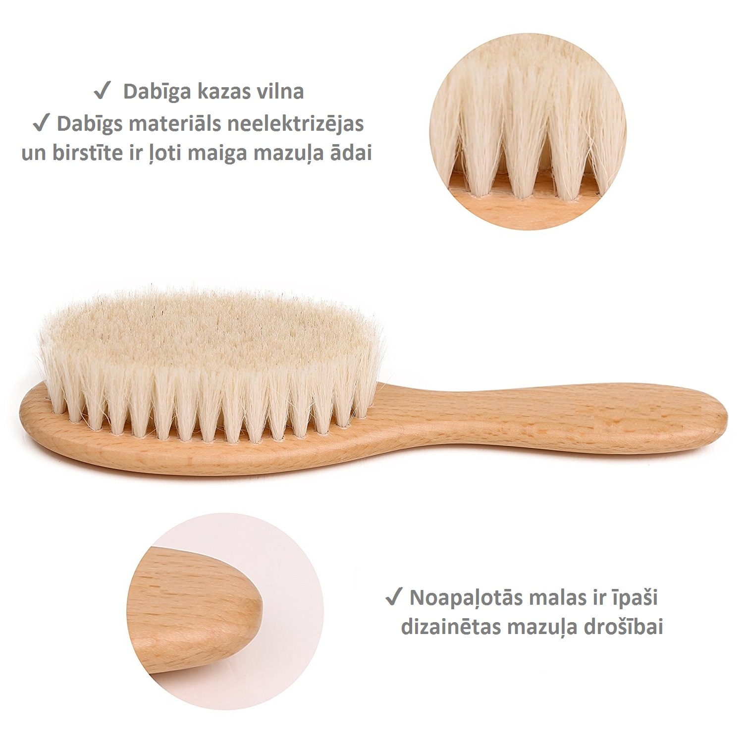Soft Baby Hair Brush Olive Wood - Newborn | Shop Online