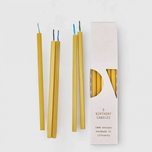 Beeswax Birthday Candles 5 Pack - Blue Colors