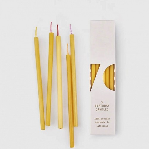 Beeswax Birthday Candles 5 Pack - Mixed Redish Colors