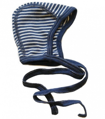 Cosilana Baby Bonnet Striped Wool Silk - Navy