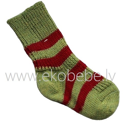 Wool Baby Socks with Stripes - Grey