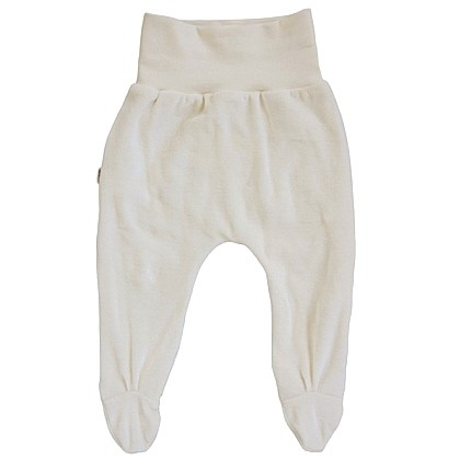 Baby Pants Organic Cotton Velours With Feet -  Natural