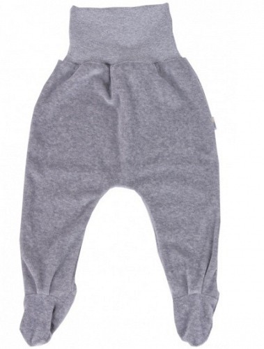 Baby Pants Organic Cotton Velours With Feet -  Grey