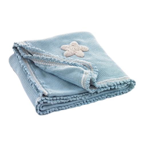 Organic Cotton Baby Blanket - Blue with Stars