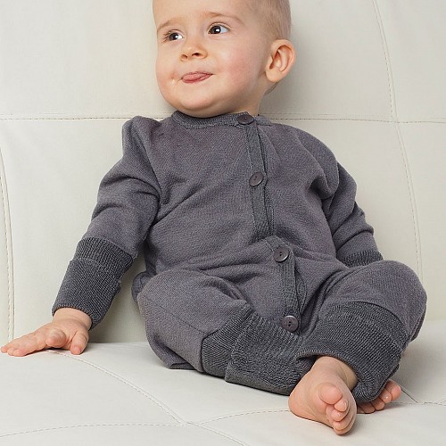 Baby Overall Sleepsuit Terry Wool Silk - Grey