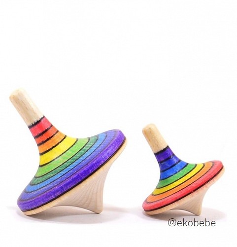 Mader Wooden Spinning Top Ralleye Rainbow - Small