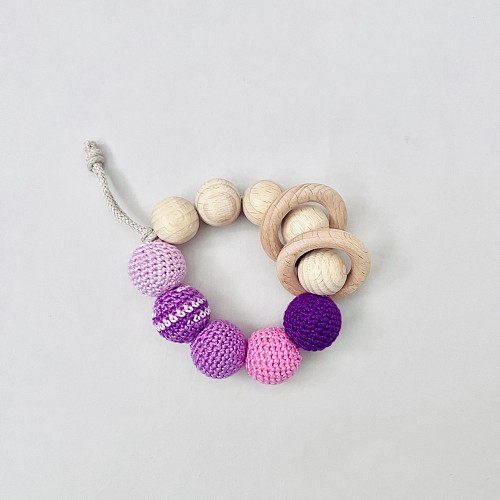 Montessori Wooden Beads Crochet Teether - Violets