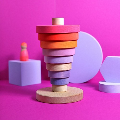 Grimms Wooden Conical Tower - Neon Pink