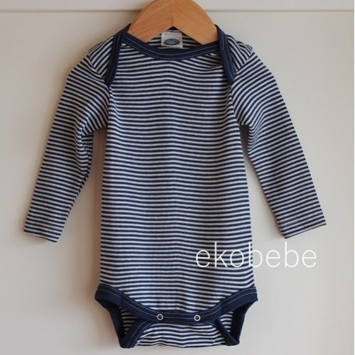 Cosilana Wool Silk Baby Body Long Sleeves - Navy