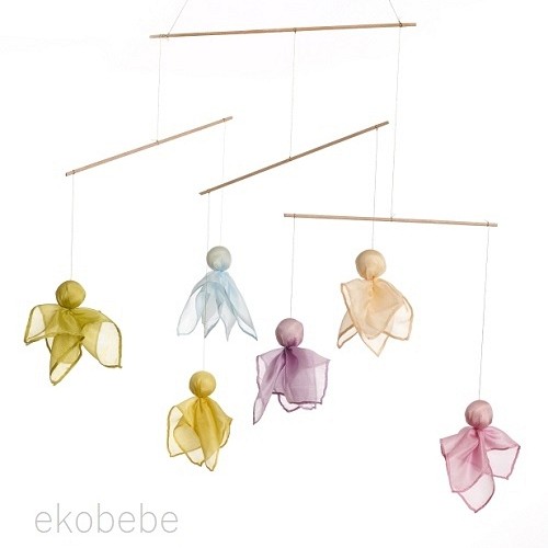 Silk Fairy Mobile with 6 Fairies - Pastel