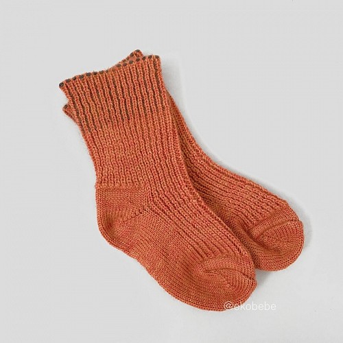 Babies | Kids 100% Wool Socks - Tweed Orange