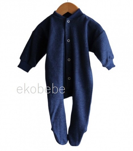 Cosilana Merino Wool One Piece Baby Pyjama - Navy