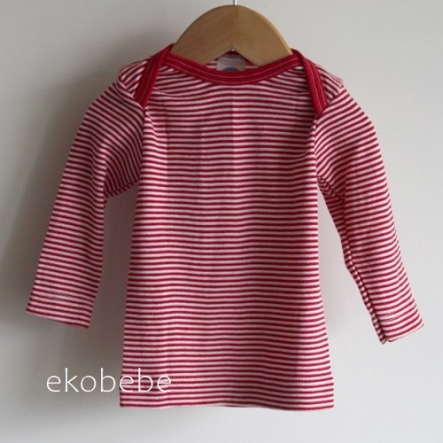 Cosilana Wool Silk Baby Shirt Striped - Red