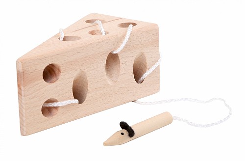 Wooden Threading Game Cheese and Mouse