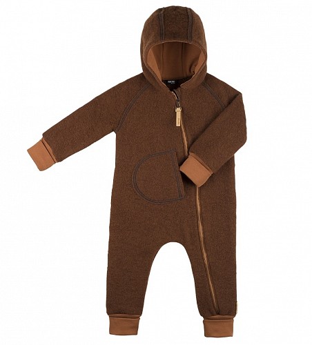 Wool Baby Overall with Hood Tobacco