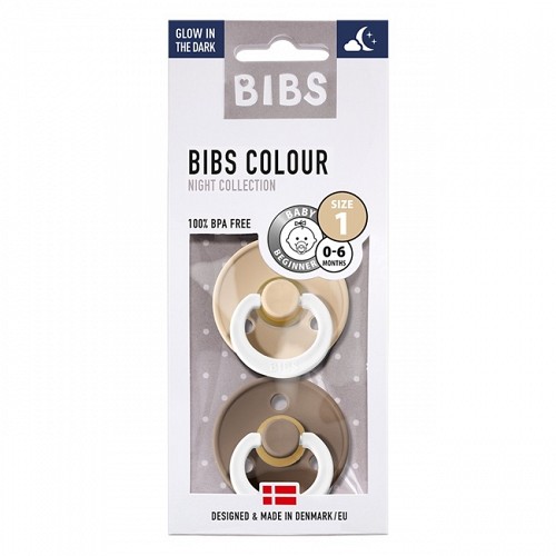 Bibs Pacifier Colour Glow 2pack Vanilla - Dark Oak
