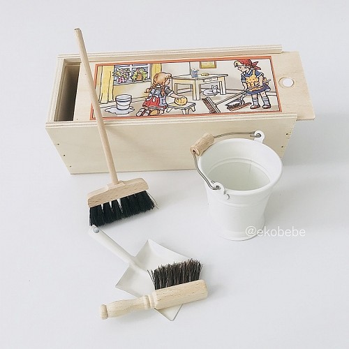 Wooden Dollhouse Cleaning Kit - White