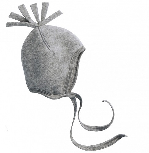 Engel Natur Bonnet Woolfleece with Frills - Grey Melange