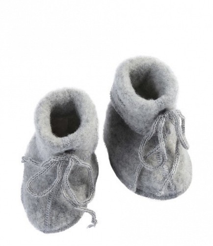 Engel Natur Wool Fleece Baby Booties - Grey Melange