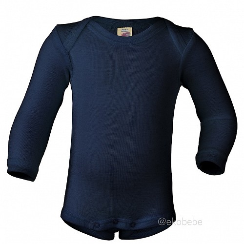 Engel Natur Body Long Sleeves Wool/Silk - Navy Blue