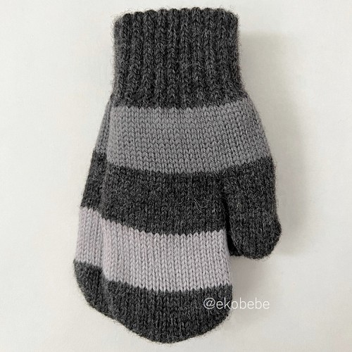 Double Layer Wool Mittens - Grey