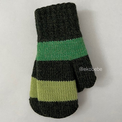Double Layer Wool Mittens - Green
