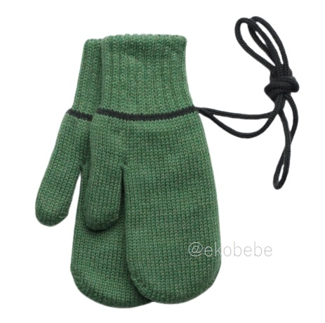 Double Layer Mittens 100% Wool - Green