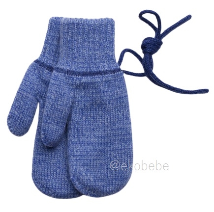 Double Layer Mittens 100% Wool - Blue