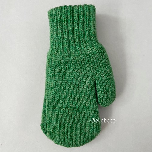 Double Layer Mittens Wool - Green