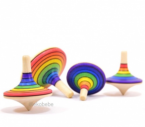 Mader Wooden Spinning Top Ralleye Rainbow - Small