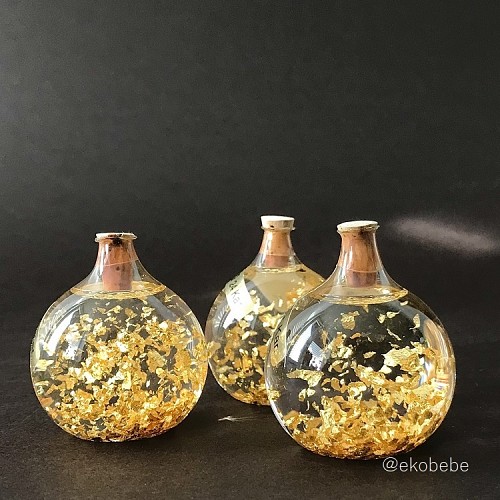 Handmade Gold Ball - Real Gold flakes in Glass Ball