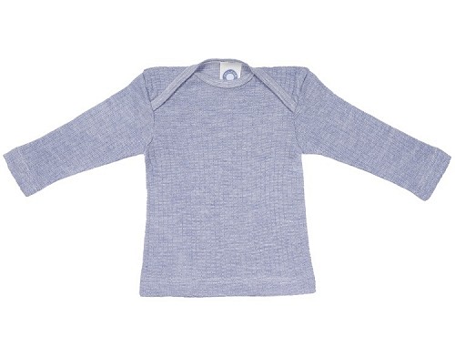 Cosilana Wool Silk Cotton Baby Shirt - Navy melange