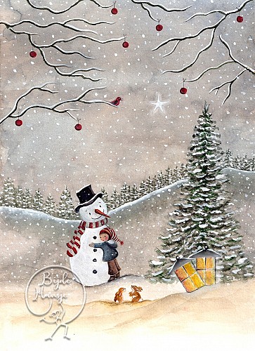 Postcard Waldorf - Snowman