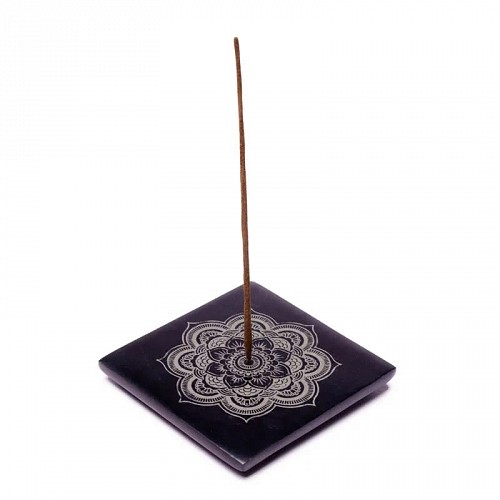 Incense Burner Black Soapstone - Mandala