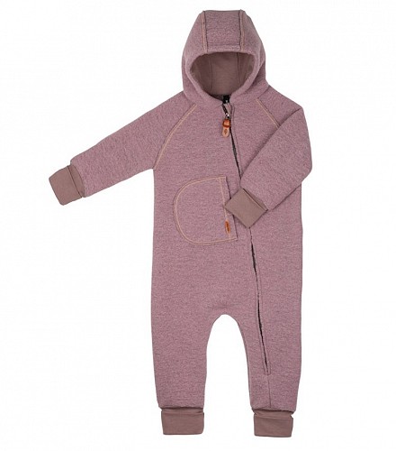 Wool Baby Overall with Hood - Lilac