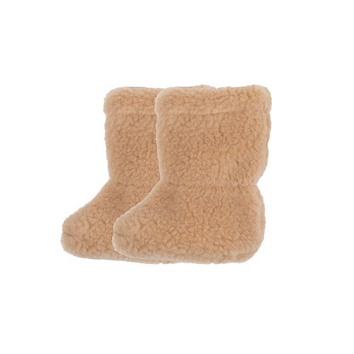 Wool Plush Fabric Baby Booties - Ginger