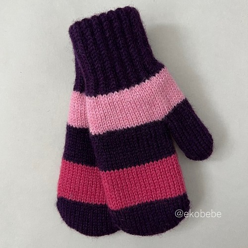 Double Layer Wool Mittens - Rose