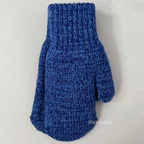Double Layer Mittens Wool - Blue