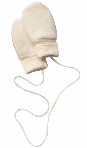 Wool Fleece Baby Mittens without Thumb - Natural