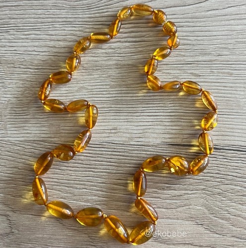 Adult Amber Necklace Bean Shape 45cm - Honey