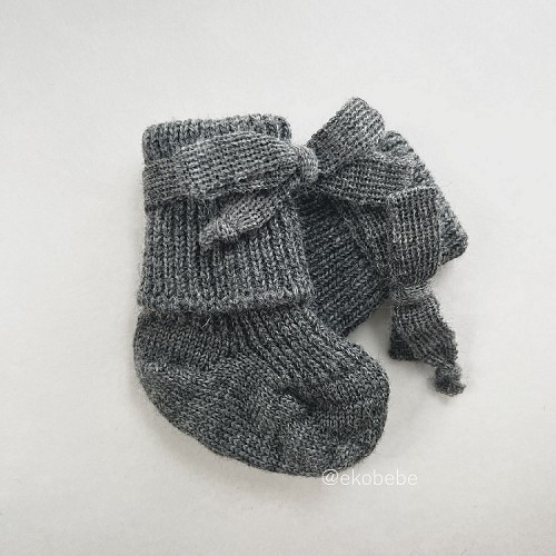 Newborn Socks 100% Organic Wool - Charcoal